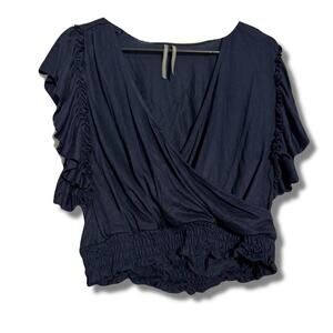 Navy blue ruffle top from Anthropologie women's size medium